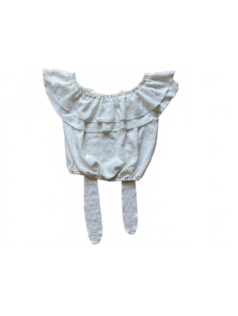 🕊️ White Swiss Dot Milkmaid Top // Off-the-Shoulder Ethereal Blouse